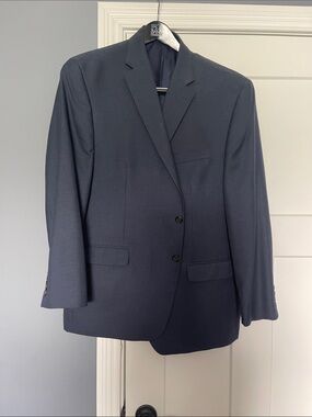Ralph Lauren Men's Dark Navy Textured Two-Button Suit Jacket